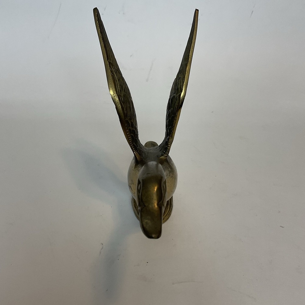 Vintage Solid Brass Long Neck Swan Figurine Mid Century Modern Home Decor 6" - Picture 8 of 12
